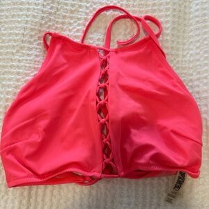 PINK Victoria's Secret Hot Pink Halter Bikini Top